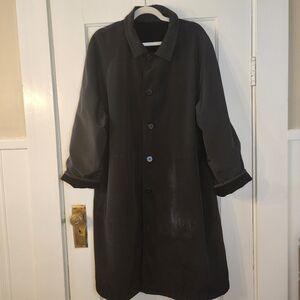 J.Jill Women's XL Reversible Coat, Rayon Raincoat/Black Velvet Trenchcoat.